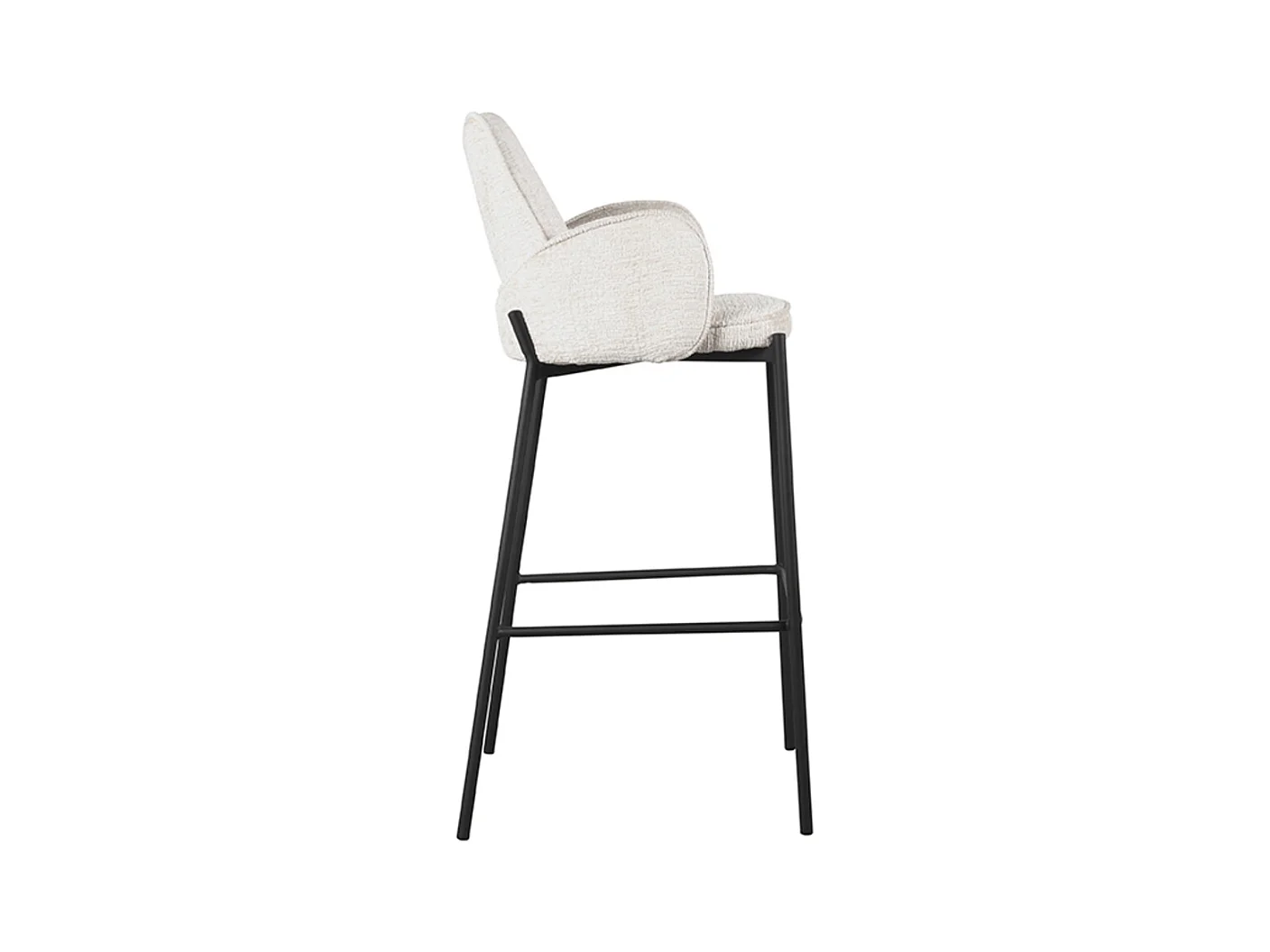 Tabouret de bar Joni - Beige - Velours - Hauteur d'assise 78 cm - Lot de 2