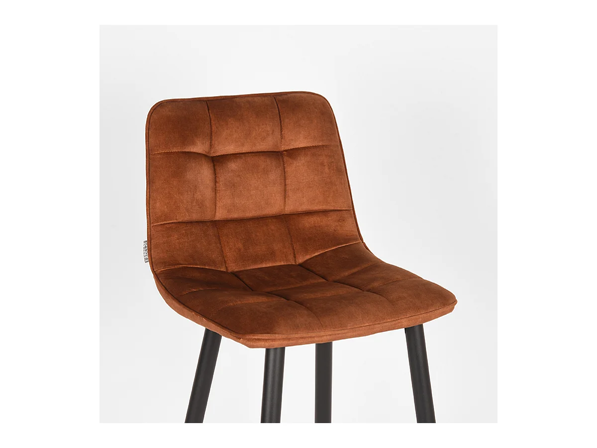 Tabouret de bar Jelt - Ocre - Velours - lot de 2