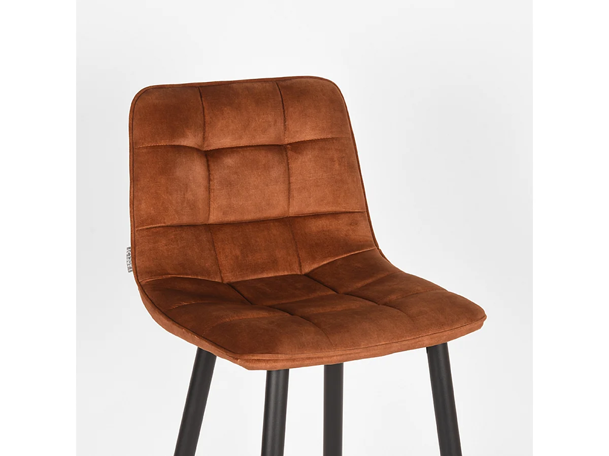 Tabouret de bar Jelt - Ocre - Velours - lot de 2