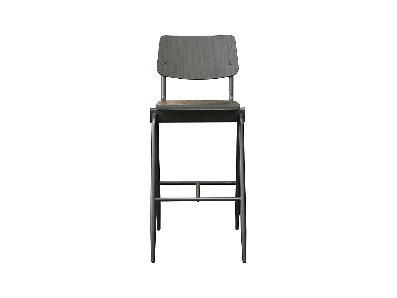 Tabouret de bar Solid - Noir - Bois - Hauteur d'assise 75 - lot de 2