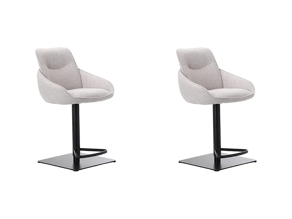 Tabouret de bar Beauty - Naturel - Boucle - lot de 2