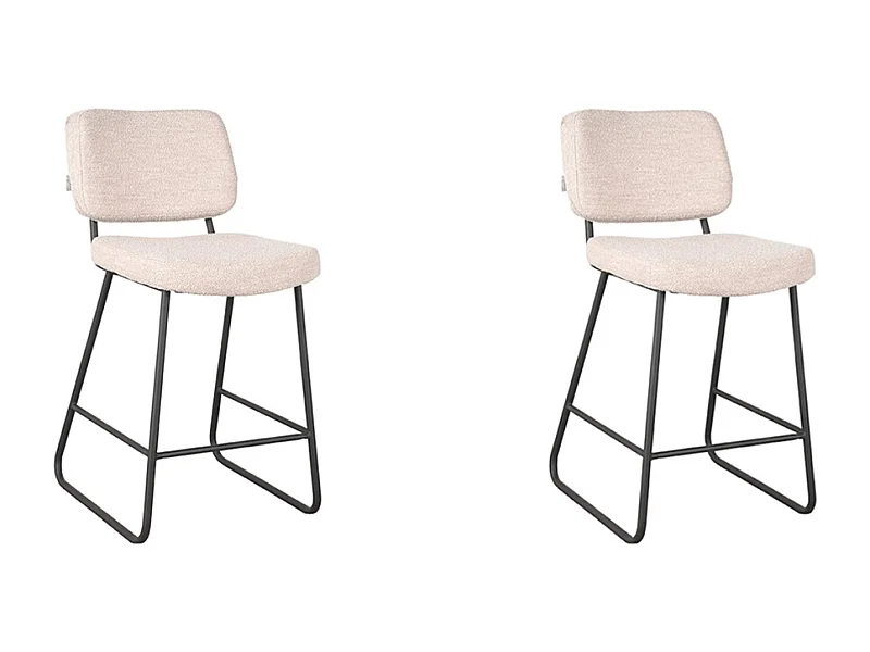 Barkruk Noah - Naturel - Teddy - 48x61x94 cm - set van 2