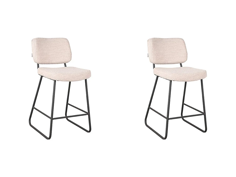 Tabouret de bar Noah - Naturel - Teddy - 48x61x94 cm - lot de 2