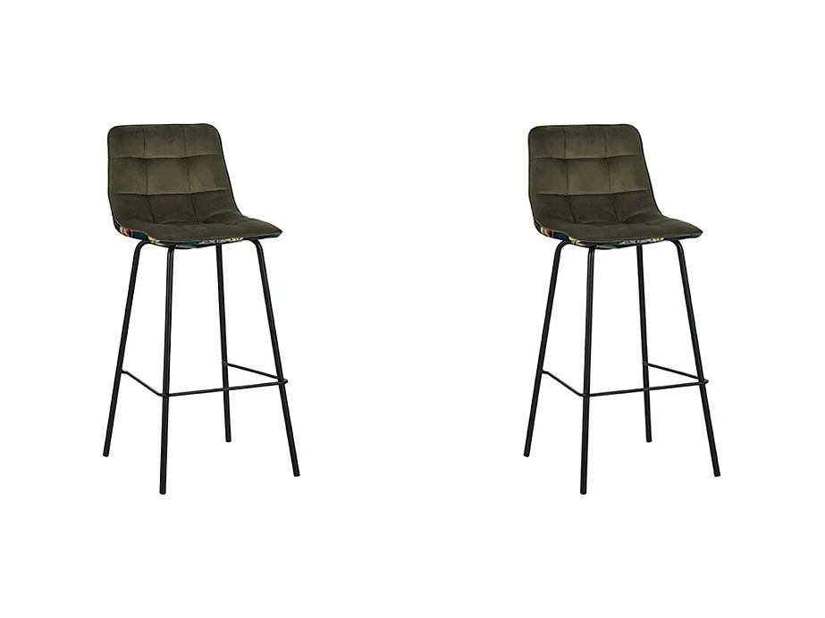 Tabouret de bar Bistro - Hunter - Velours - lot de 2