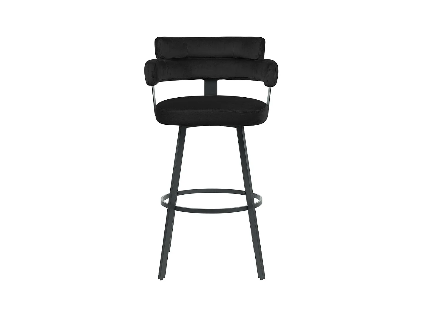 Tabouret de bar Bardio - Noir - Velours - Hauteur d'assise 75 - Lot de 2