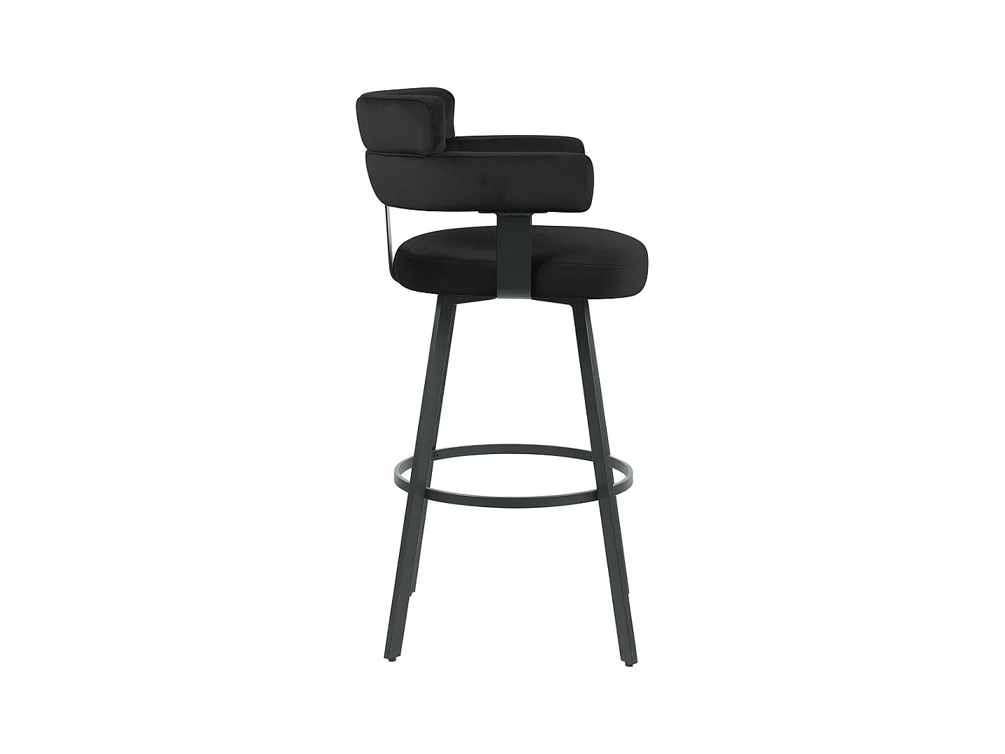 Tabouret de bar Bardio - Noir - Velours - Hauteur d'assise 75 - Lot de 2