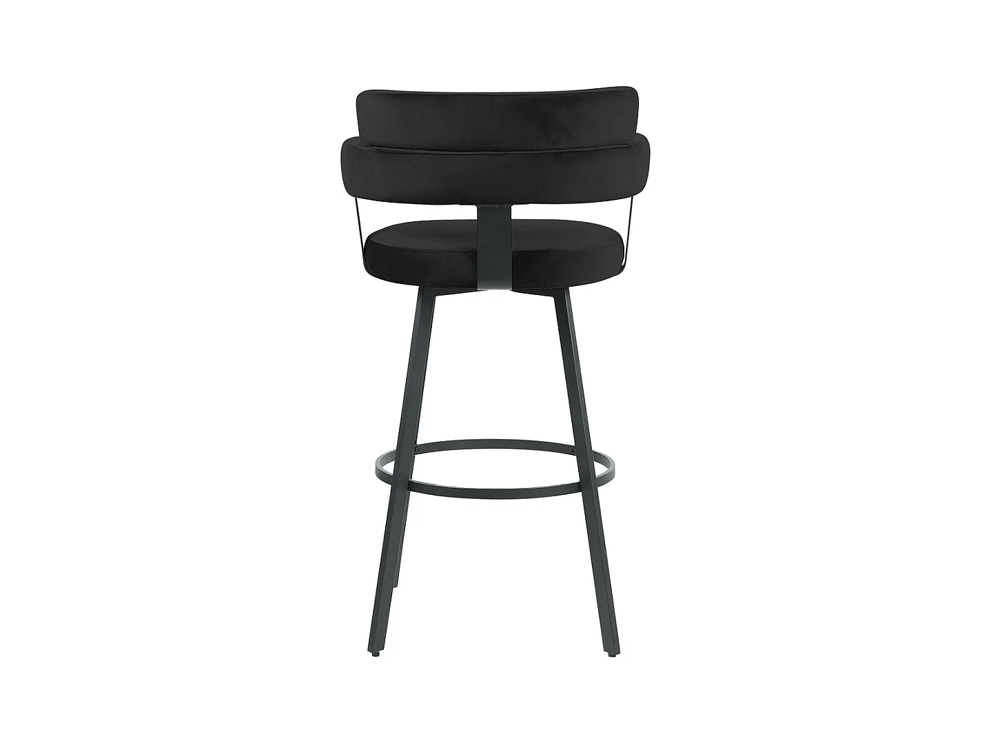 Tabouret de bar Bardio - Noir - Velours - Hauteur d'assise 75 - Lot de 2