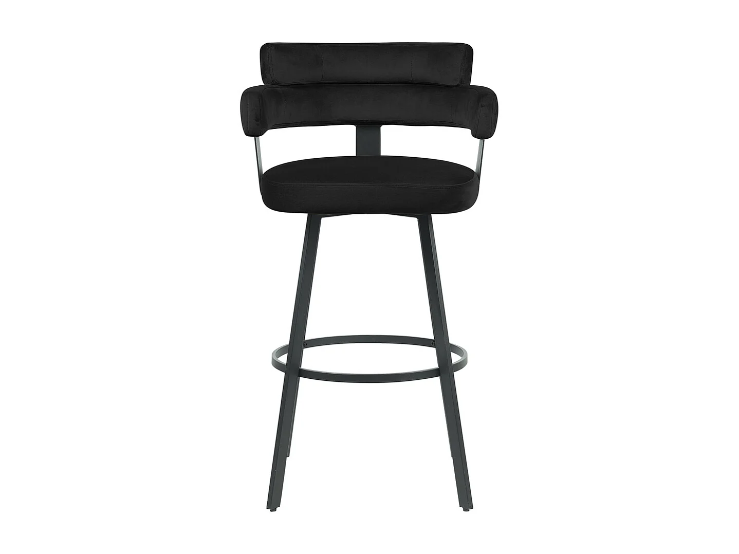 Tabouret de bar Bardio - Noir - Velours - Hauteur d'assise 75 - Lot de 2