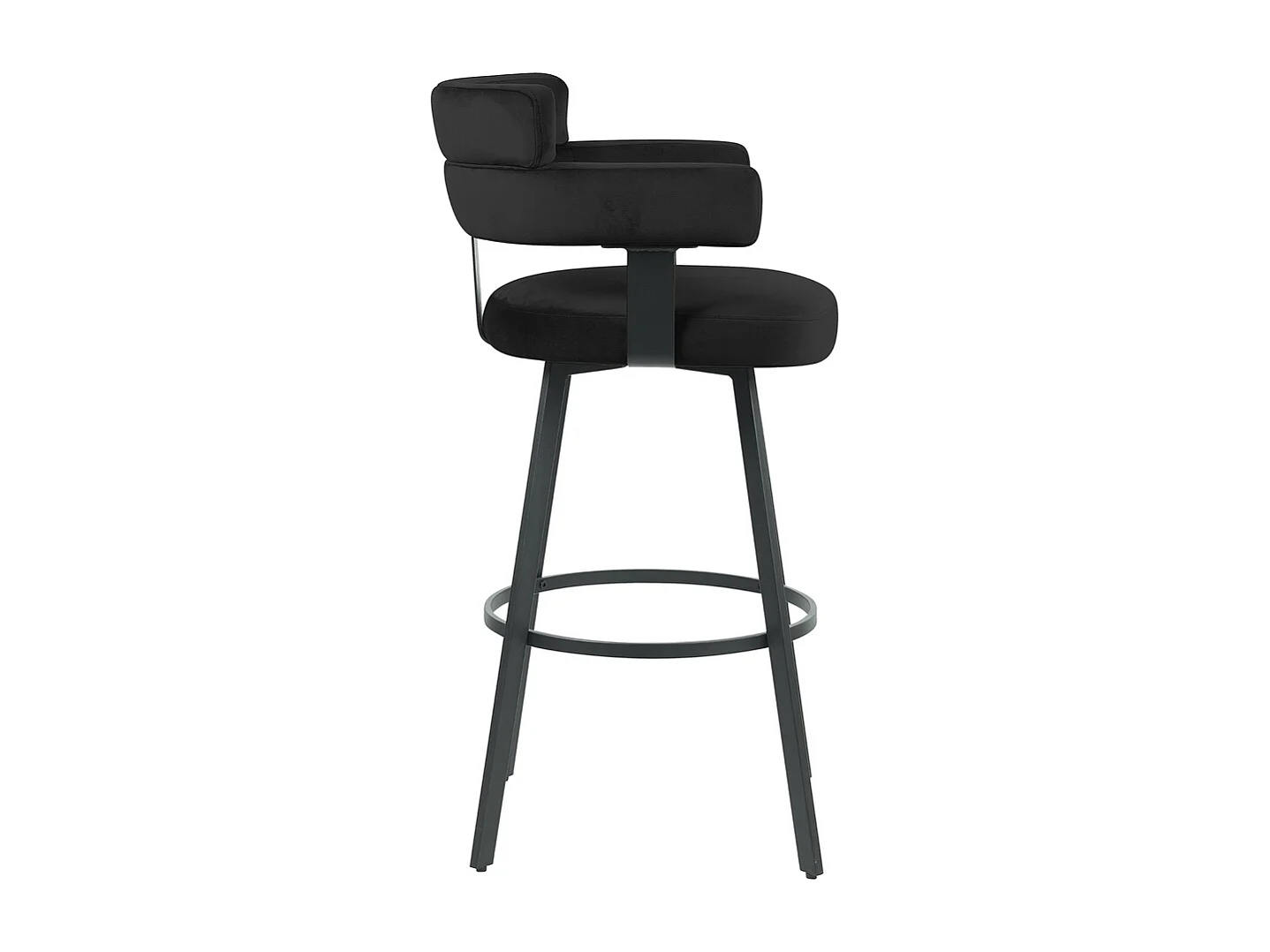 Tabouret de bar Bardio - Noir - Velours - Hauteur d'assise 75 - Lot de 2