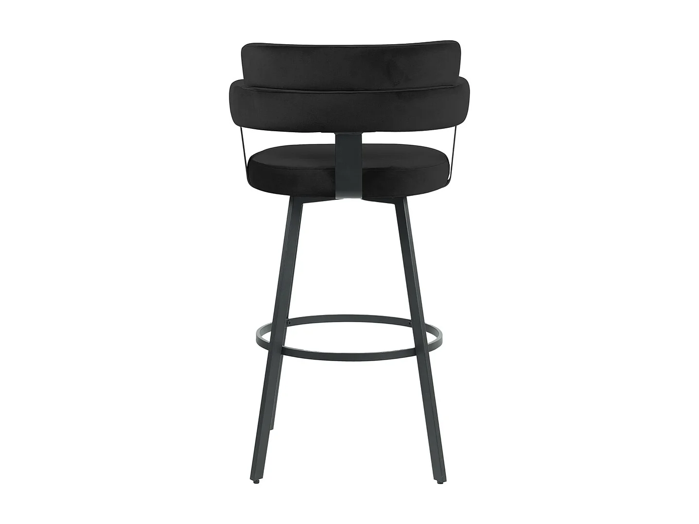 Tabouret de bar Bardio - Noir - Velours - Hauteur d'assise 75 - Lot de 2