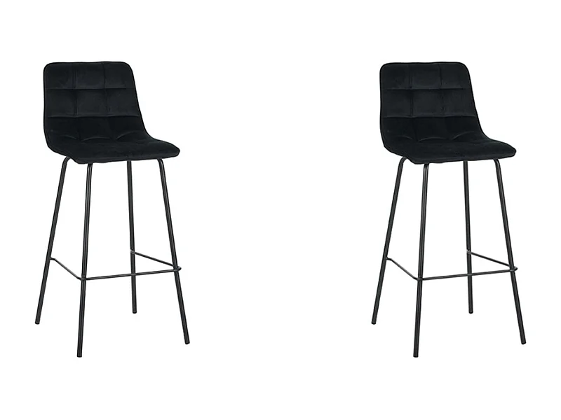 Tabouret de bar Bistro - Noir - Velours - lot de 2