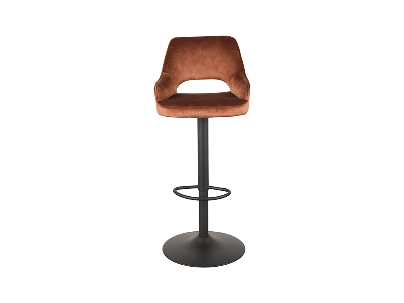 Tabouret de bar Fer - Rouille - Velours - 47 x 45 cm - lot de 2