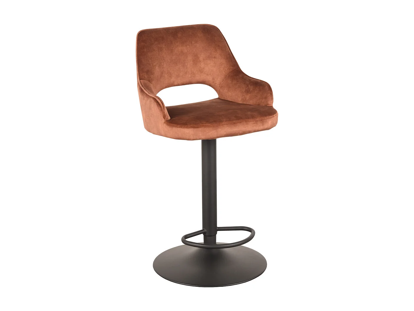 Tabouret de bar Fer - Rouille - Velours - 47 x 45 cm - lot de 2