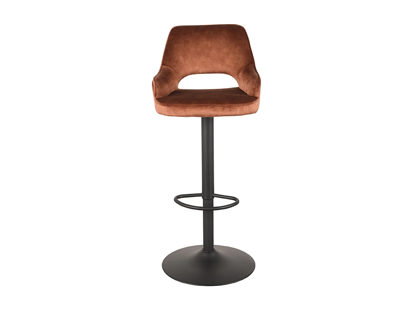 Tabouret de bar Fer - Rouille - Velours - 47 x 45 cm - lot de 2