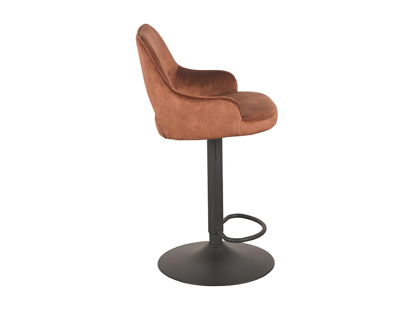 Tabouret de bar Fer - Rouille - Velours - 47 x 45 cm - lot de 2