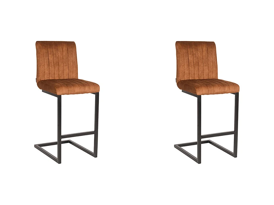 Tabouret de bar Milo - Ocre - Velours - lot de 2