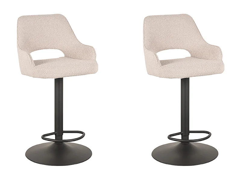 Tabouret de bar Fer - Naturel - Boucle - 47 x 45 cm - lot de 2