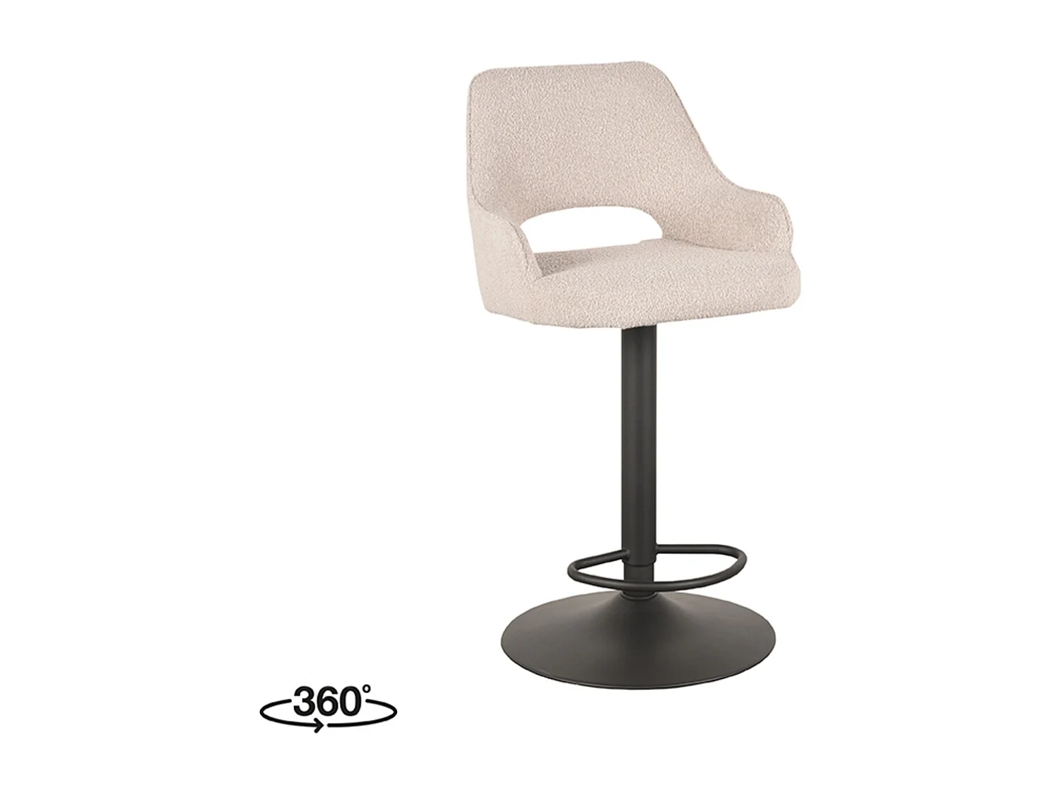 Tabouret de bar Fer - Naturel - Boucle - 47 x 45 cm - lot de 2