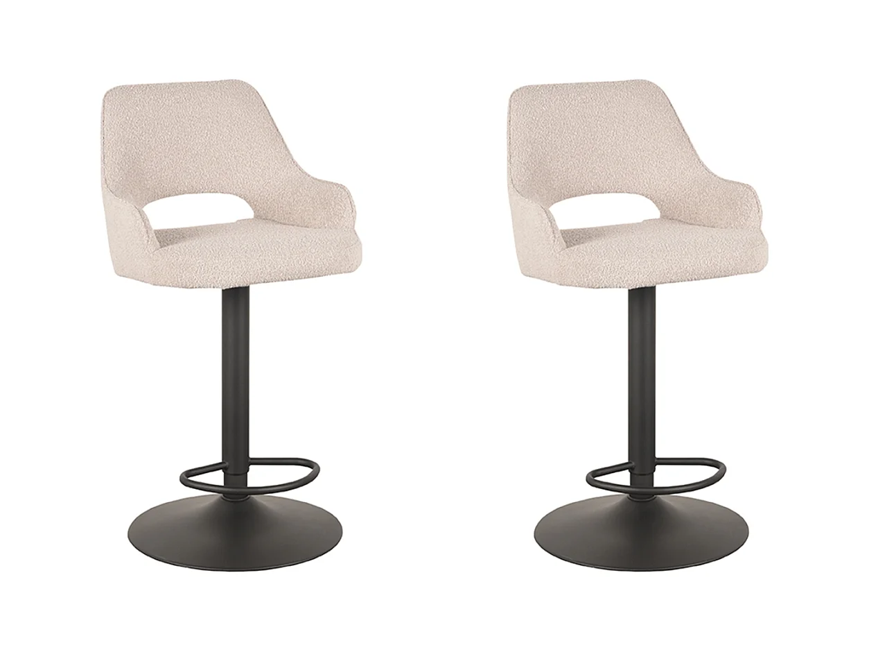 Tabouret de bar Fer - Naturel - Boucle - 47 x 45 cm - lot de 2