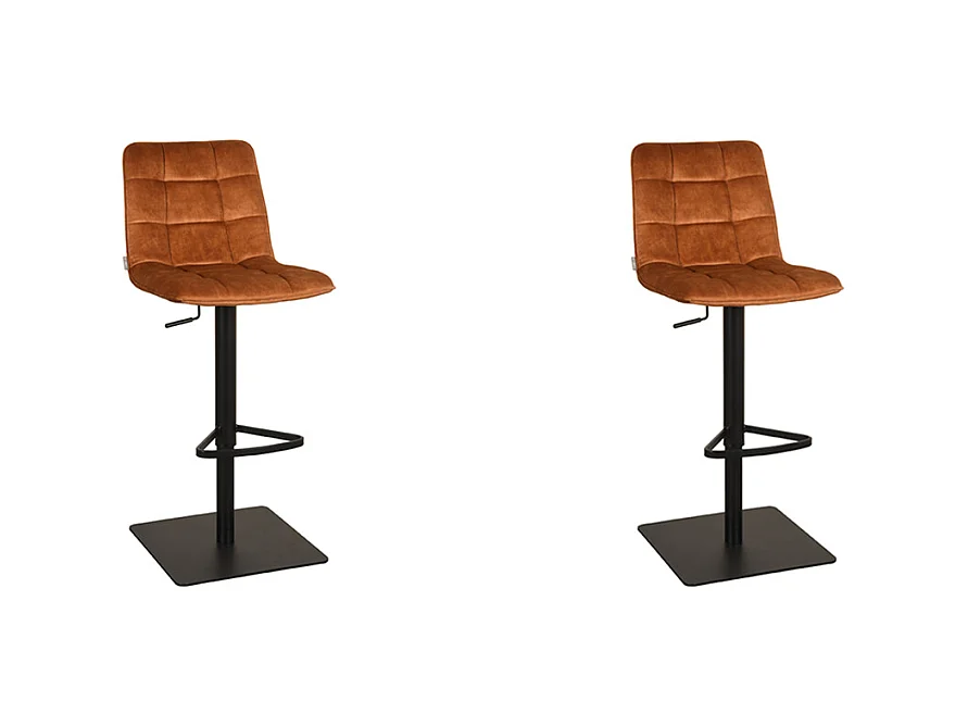 Tabouret de bar Juul - Ocre - Velours - 56x45x88 cm - lot de 2