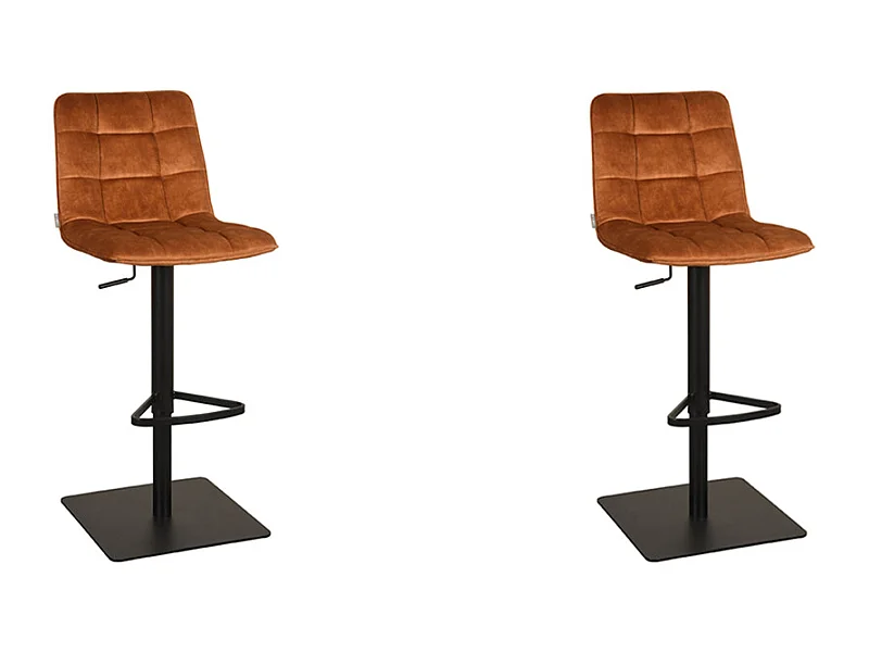 Tabouret de bar Juul - Ocre - Velours - 56x45x88 cm - lot de 2