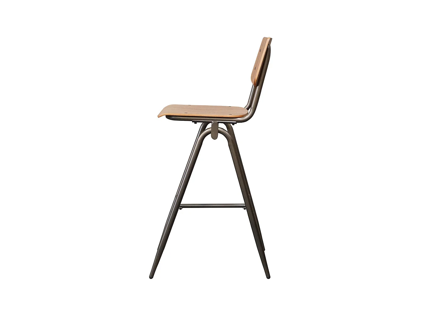 Tabouret de bar massif - Marron - Bois - Hauteur d'assise 75 - lot de 2