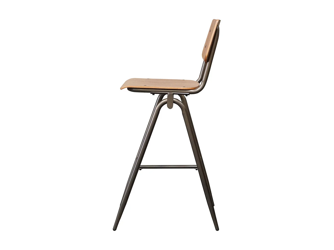 Tabouret de bar massif - Marron - Bois - Hauteur d'assise 75 - lot de 2