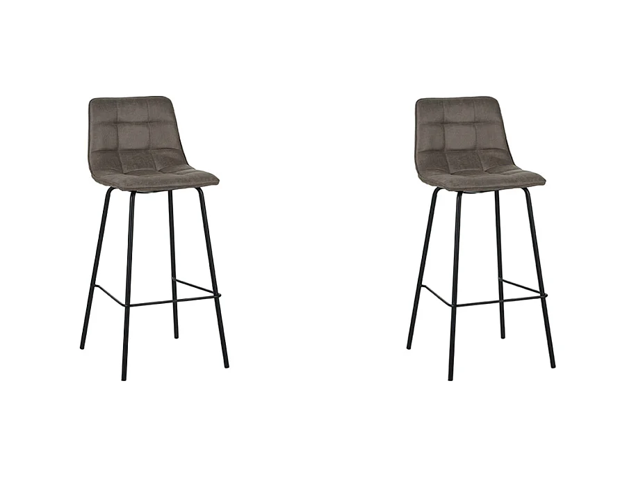 Tabouret de bar Bistro - Taupe - Micro Suede - lot de 2