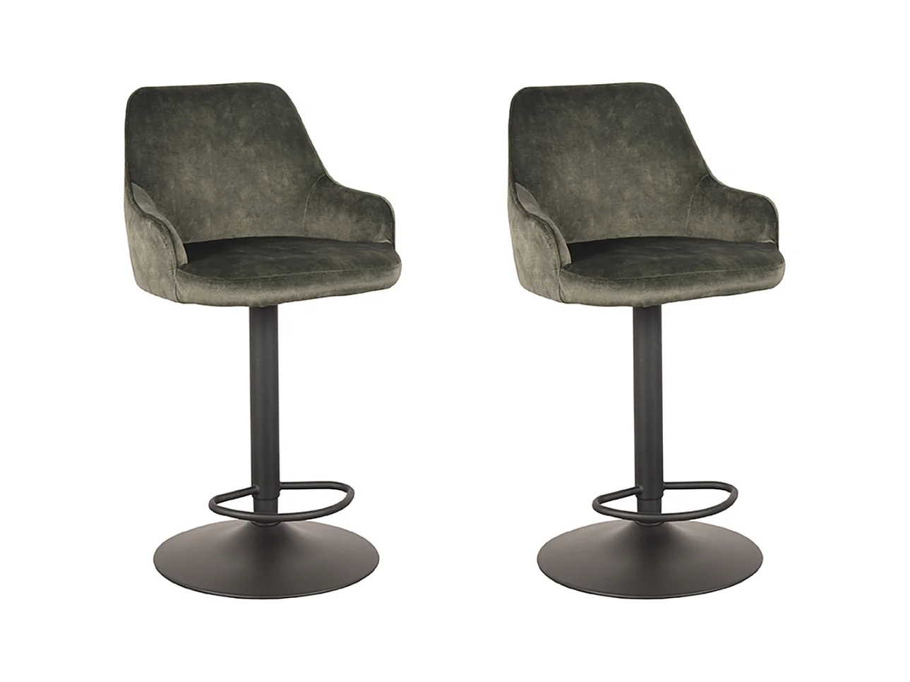 Tabouret de bar Fender - Hunter - Velours - 42 x 40 cm - lot de 2