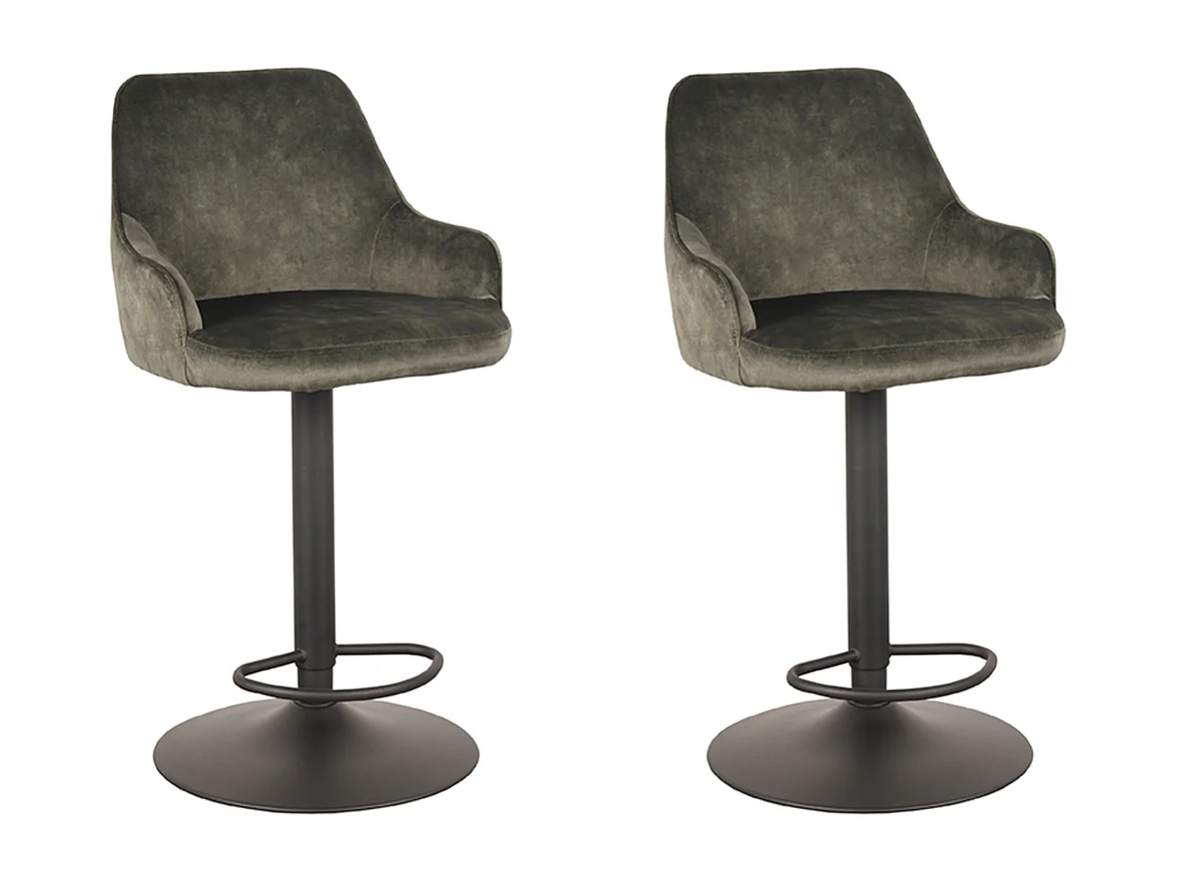 Tabouret de bar Fender - Hunter - Velours - 42 x 40 cm - lot de 2