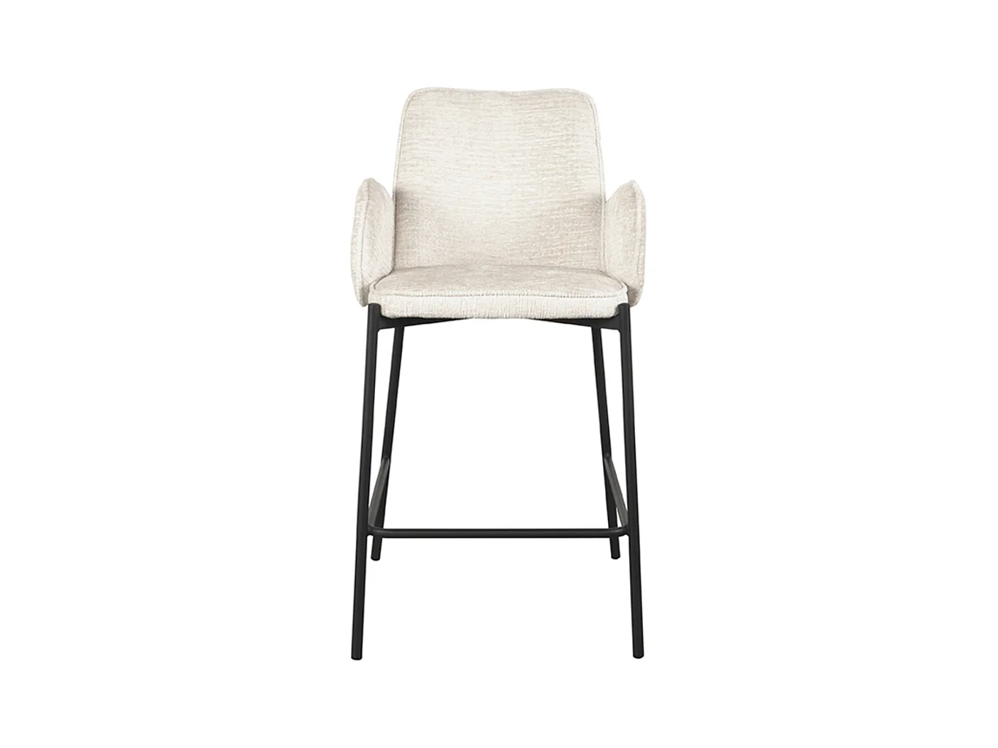 Tabouret de bar Joni - Crème - Velours - Hauteur d'assise 65 cm - Lot de 2
