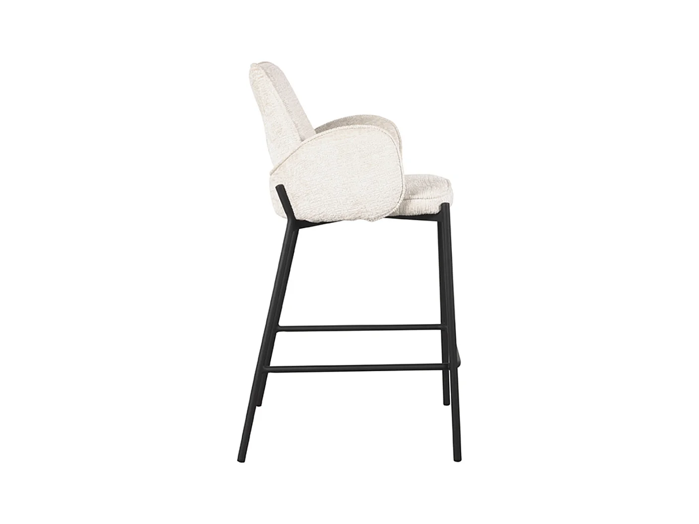 Tabouret de bar Joni - Crème - Velours - Hauteur d'assise 65 cm - Lot de 2