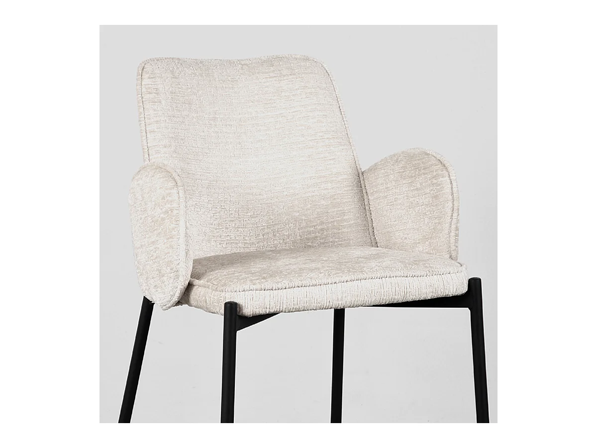 Tabouret de bar Joni - Crème - Velours - Hauteur d'assise 65 cm - Lot de 2