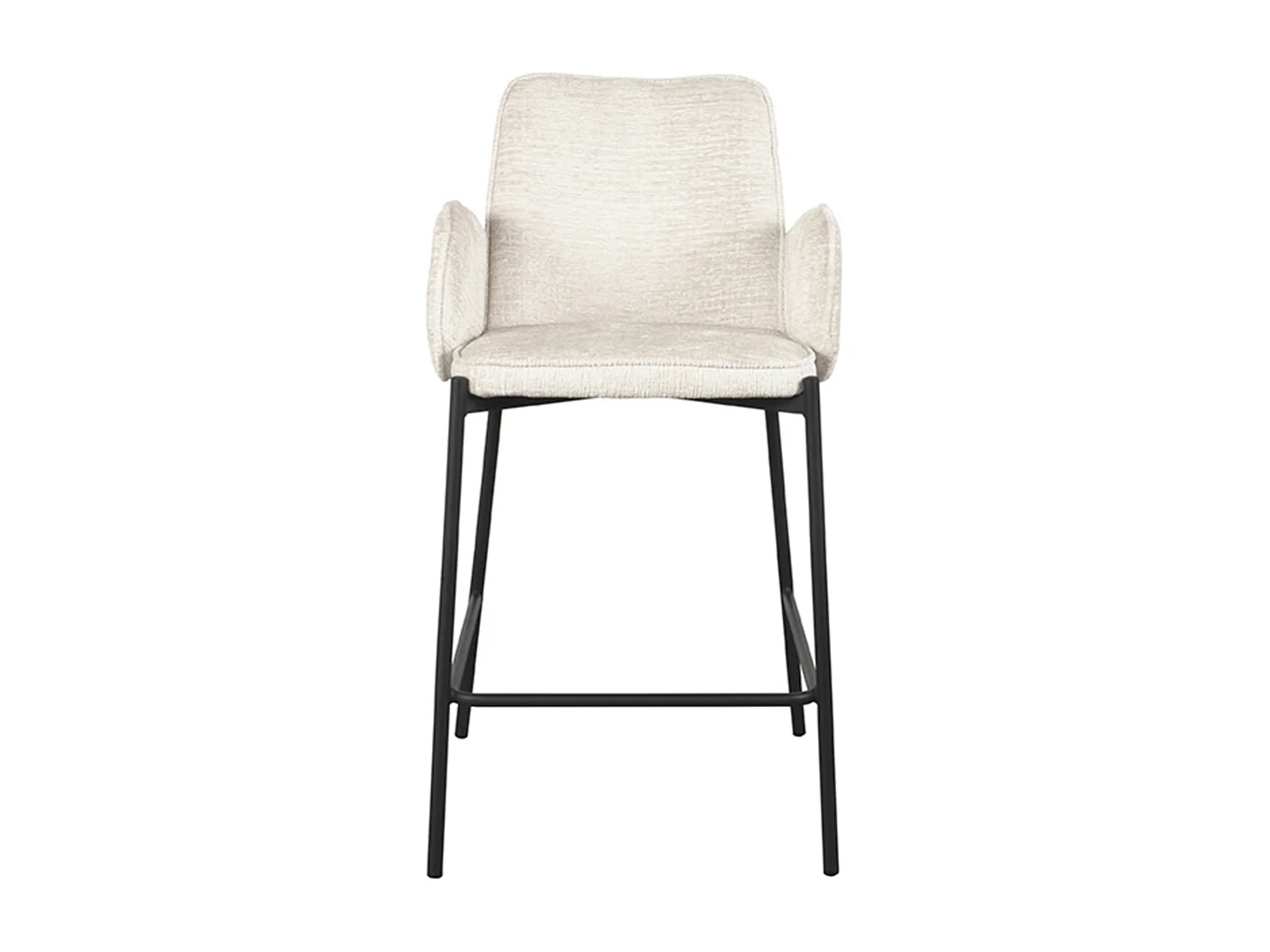 Tabouret de bar Joni - Crème - Velours - Hauteur d'assise 65 cm - Lot de 2