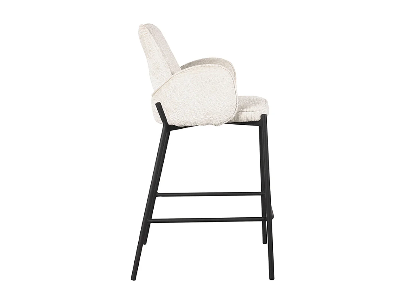 Tabouret de bar Joni - Crème - Velours - Hauteur d'assise 65 cm - Lot de 2