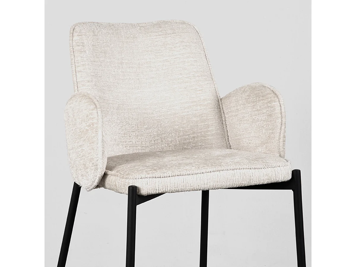 Tabouret de bar Joni - Crème - Velours - Hauteur d'assise 65 cm - Lot de 2