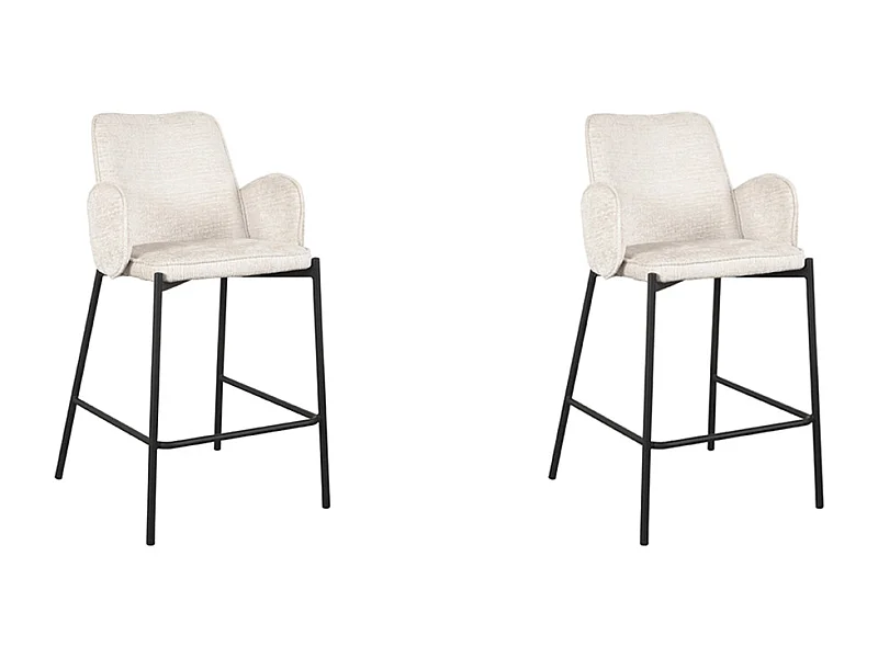 Barhocker Joni - Creme - Samt - Sitzhöhe 65 cm - 2er Set