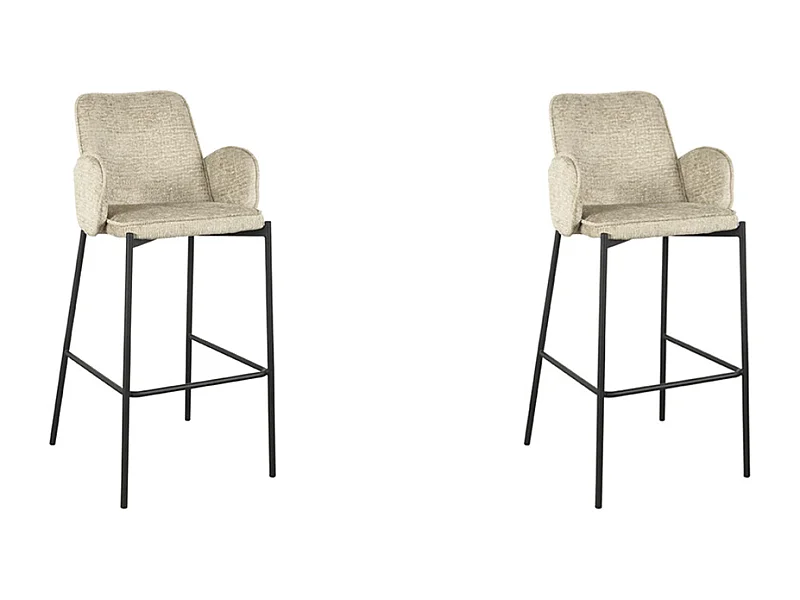 Taburete de bar Joni - Beige - Terciopelo - Altura del asiento 78 cm - Juego de 2