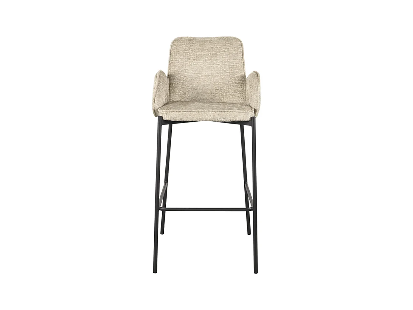 Tabouret de bar Joni - Beige - Velours - Hauteur d'assise 78 cm - Lot de 2