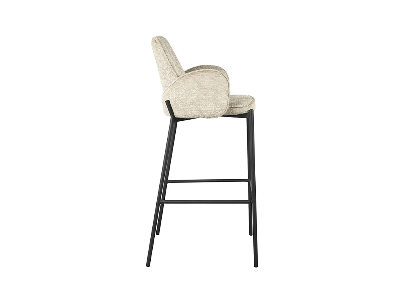 Tabouret de bar Joni - Beige - Velours - Hauteur d'assise 78 cm - Lot de 2