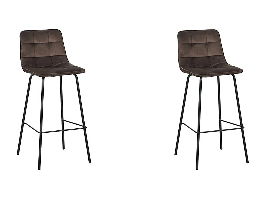 Tabouret de bar Bistro - Taupe - Velours - lot de 2