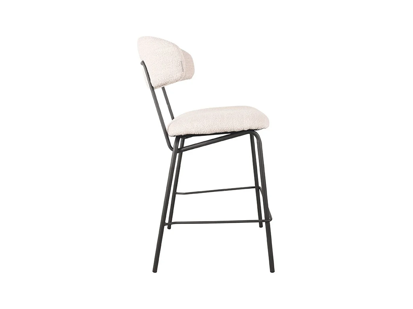 Tabouret de bar Zack - Naturel - Teddy - 53x57x95cm - lot de 2