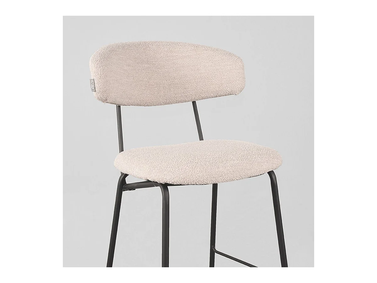 Tabouret de bar Zack - Naturel - Teddy - 53x57x95cm - lot de 2