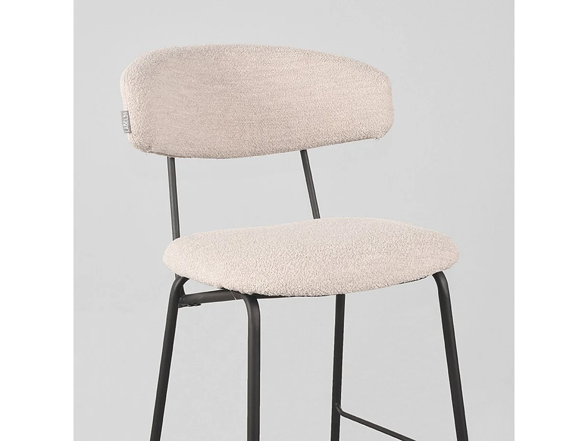 Tabouret de bar Zack - Naturel - Teddy - 53x57x95cm - lot de 2