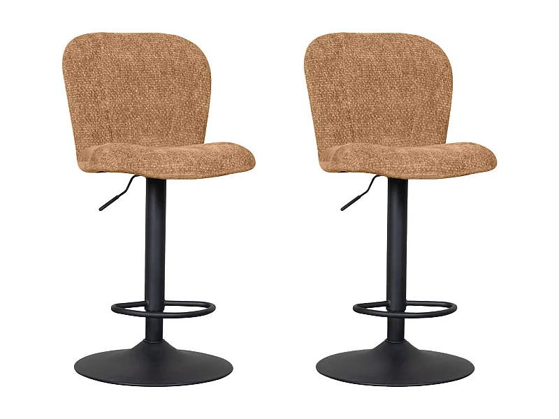 Tabouret de bar Vino - Cognac - Elite - Vérin à gaz - lot de 2