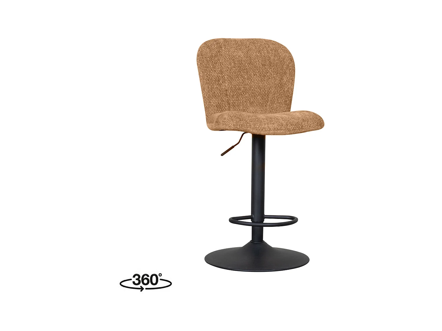 Tabouret de bar Vino - Cognac - Elite - Vérin à gaz - lot de 2