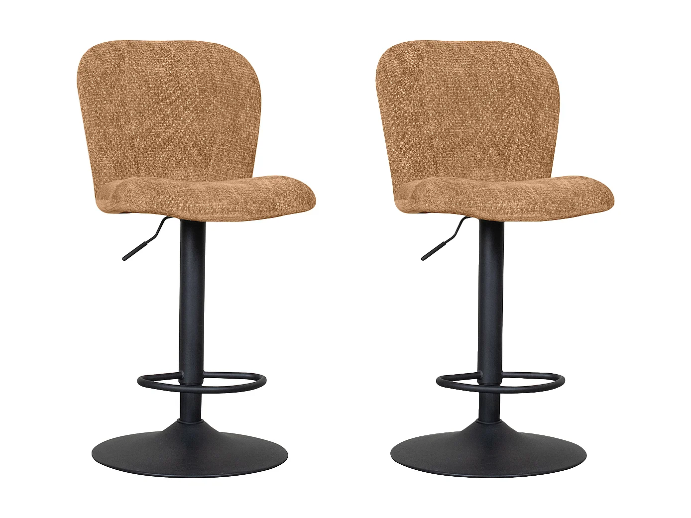 Tabouret de bar Vino - Cognac - Elite - Vérin à gaz - lot de 2