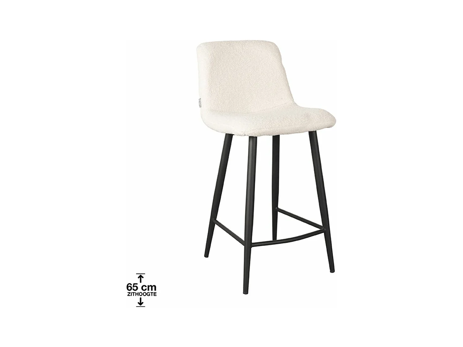 Tabouret de bar Jep - 45x48x94cm - Ivoire Teddy - lot de 2
