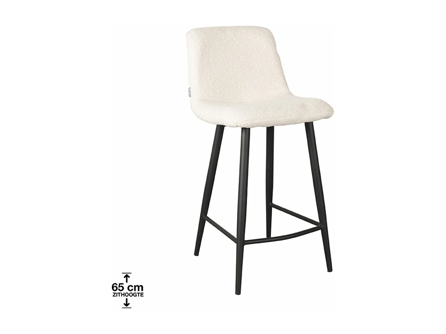 Taburete de bar Jep - 45x48x94cm - Marfil Teddy - juego de 2