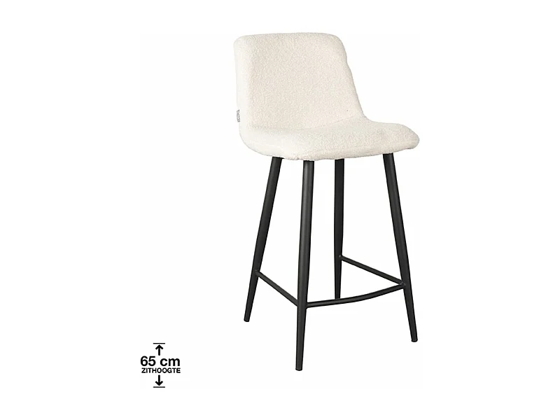 Tabouret de bar Jep - 45x48x94cm - Ivoire Teddy - lot de 2